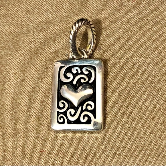 Brighton 2013 charm Silver rectangle Hearts front & back Retired - Picture 2 of 6